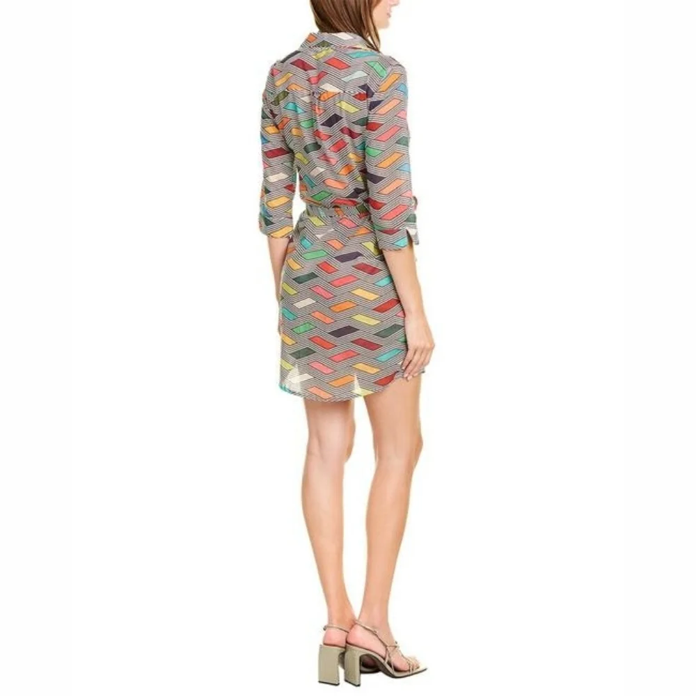 Vilagallo Adrianna Multicolor Printed Shirt Dress Cotton‎